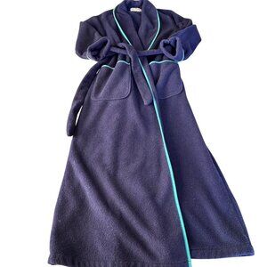 Vtg LL Bean Robe Womens Medium Long Fleece Robe Pockets Belt Wrap 90's